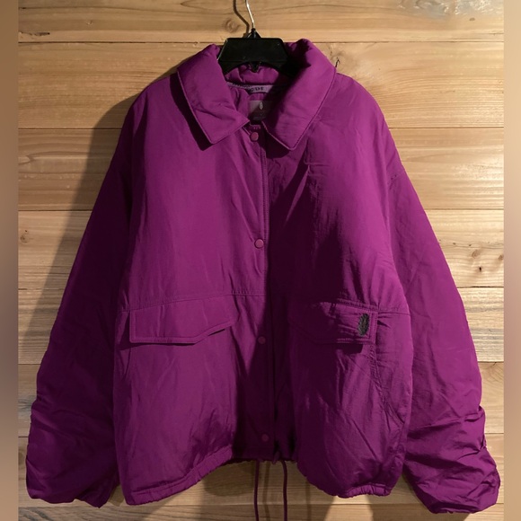 NWOT Free People Movement Off the Bleachers Coaches Jacket/Dark Purple/Size L - Picture 4 of 9
